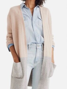 Madewell Kent Color Block Open Cardigan Sweater Merino/Alpaca Blend Size S